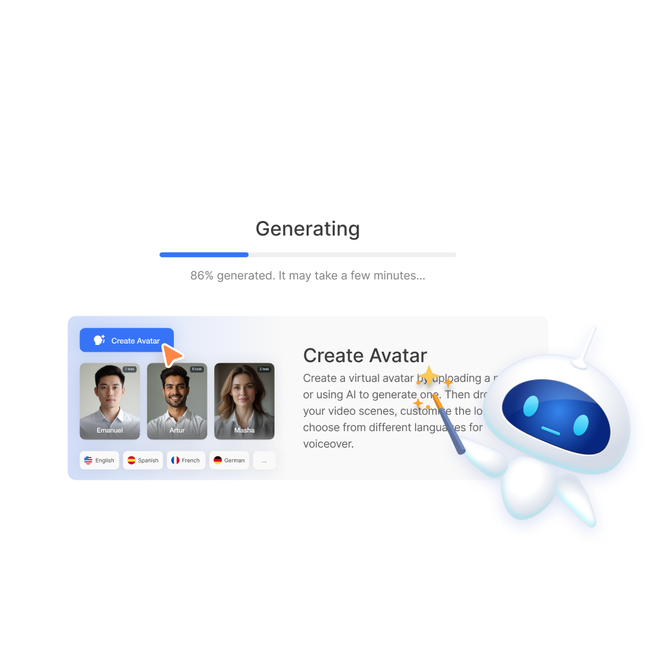 AI generates a polished draft combining scenes, narration, and music